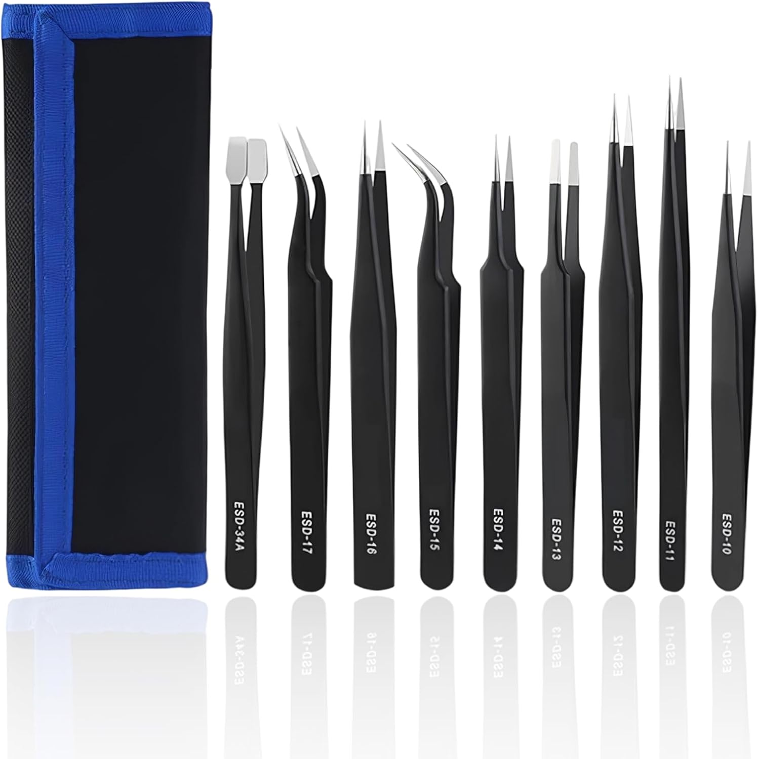 Electronics Repair Tool Kit - Precision Anti-static Tweezers Set 1.5MM Fine