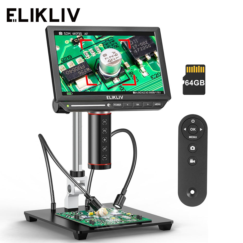 Electronics Repair Microscope - Elikliv EM4K-AF Autofocus 4K Digital Microscope