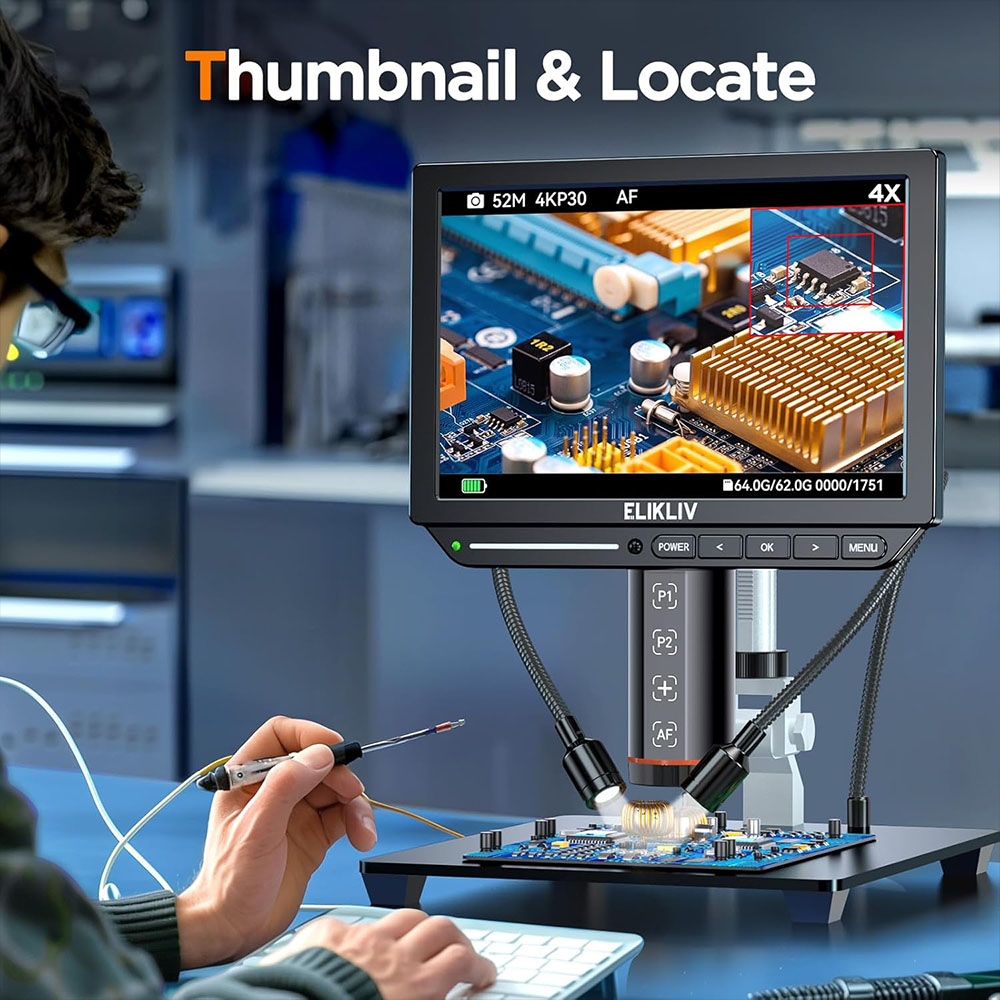 Elikliv EM4K-AF Autofocus 4K D - đánh giá và giá Electronics Repair Microscope