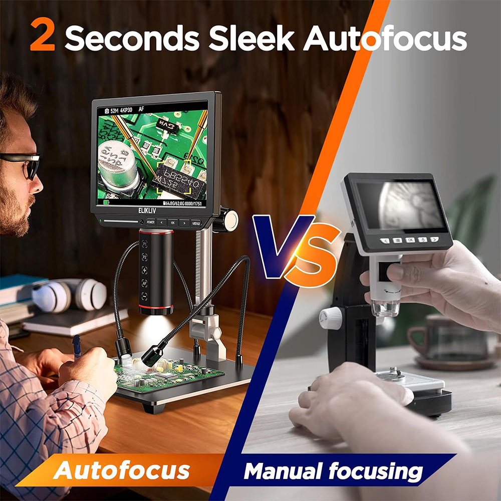Elikliv EM4K-AF Autofocus 4K D - đánh giá và giá Electronics Repair Microscope